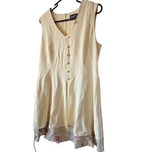 Vintage 90's Medium Dawn Joy Fashions Yellow Cottage Core DRESS Floral